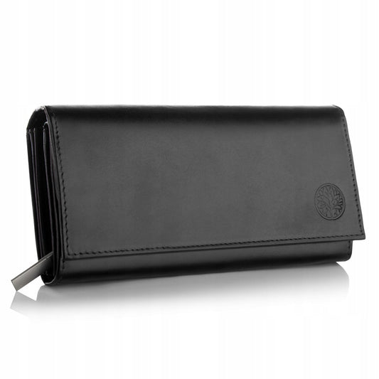 Betlewski Odinė didelė elegantiška madinga moteriška piniginė su užsegimu