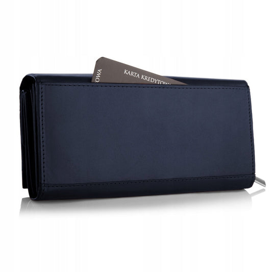 Odinė moteriška piniginė monetoms, banknotams, daug kišenių, plati Betlewski