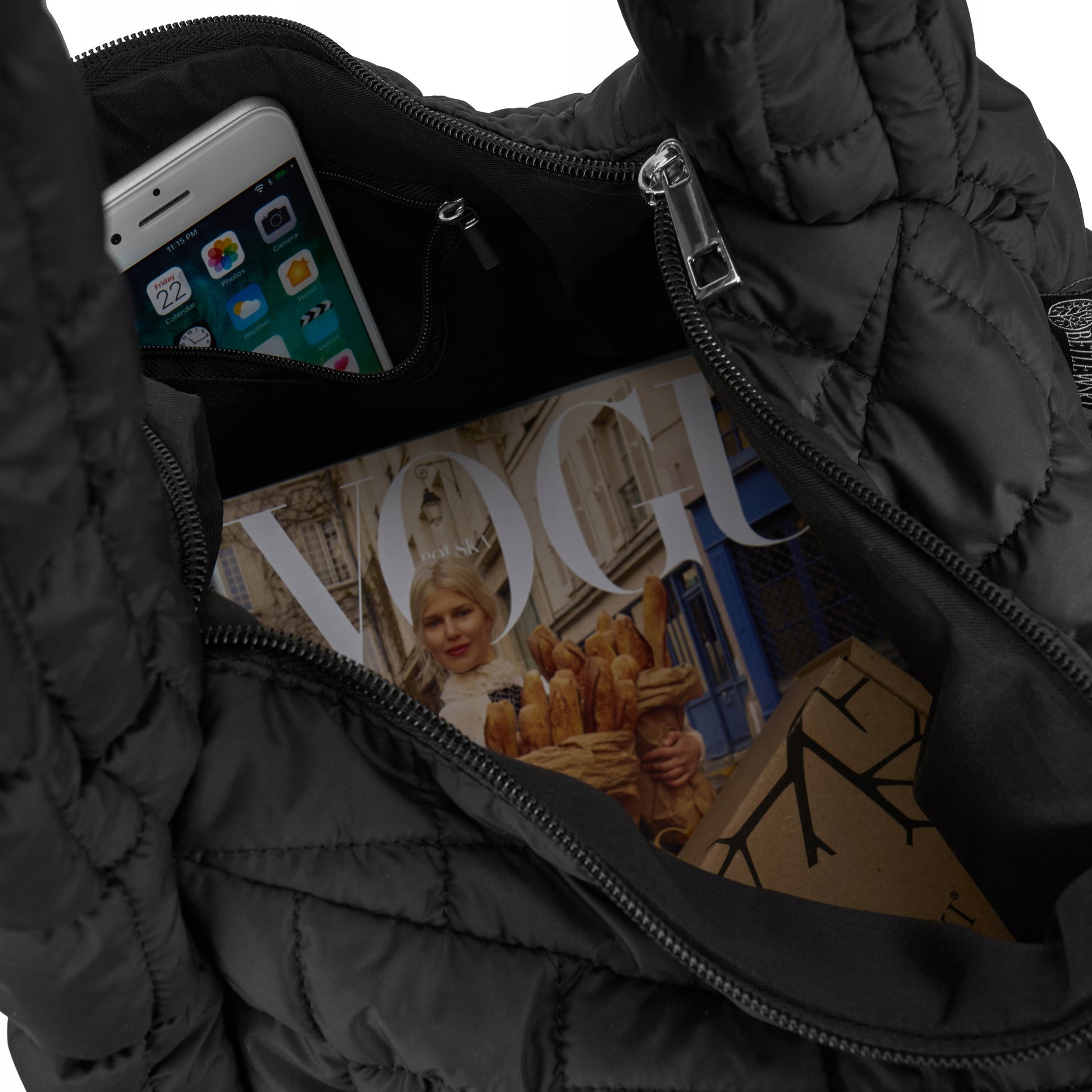 „Betlewski” dykčiuota talpi A4 rankinė moterims, tinkama žiemai ir rudeniui, ant peties, juoda