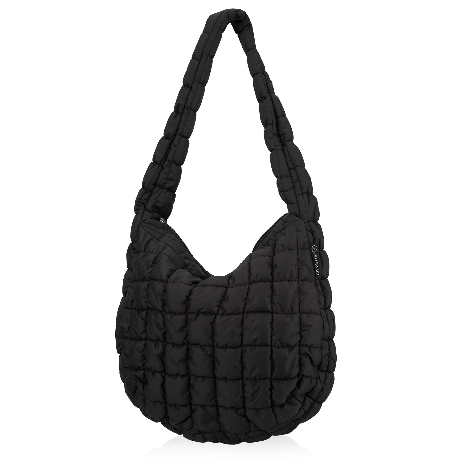 „Betlewski” dykčiuota talpi A4 rankinė moterims, tinkama žiemai ir rudeniui, ant peties, juoda