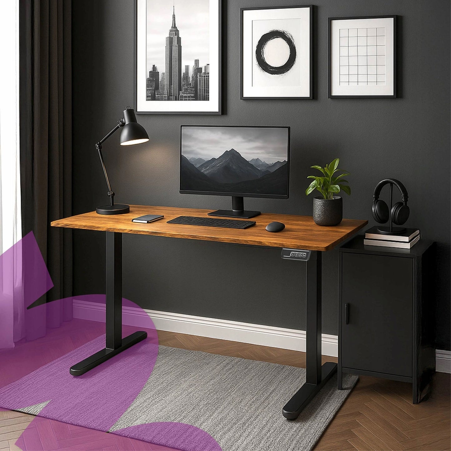 Elektrinis stalas su reguliuojamu aukščiu 100x60cm, aukščio reguliavimas 72-118cm Spacetronik