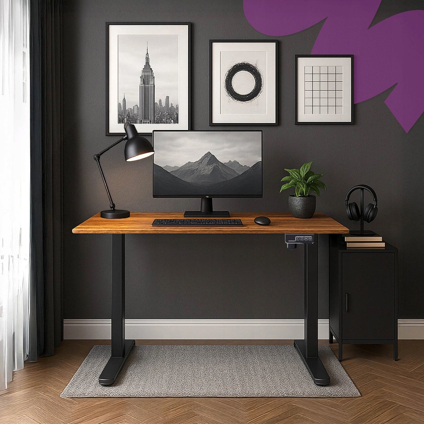 Elektrinis reguliuojamas stalas 120x60 cm, aukščio reguliavimas 72-118 cm Spacetronik