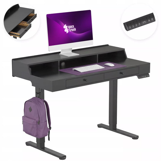 Elektrinis reguliuojamo aukščio rašomasis stalas 120x60cm, aukščio reguliavimas Spacetronik 72–118cm