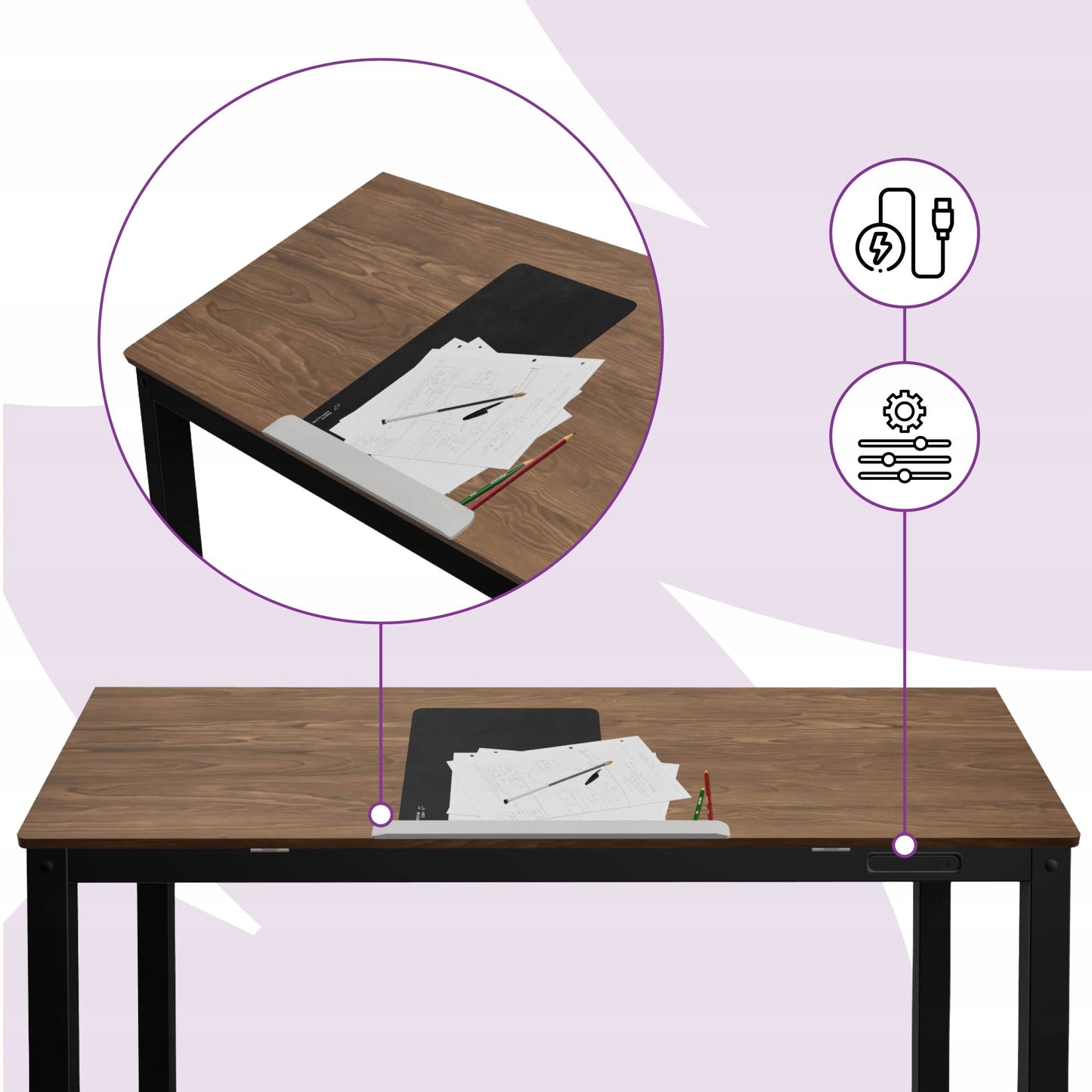 Elektrinis reguliuojamo aukščio rašomasis stalas 140x70 PIEŠIMUI Spacetronik PAKELIAMAS stalviršis