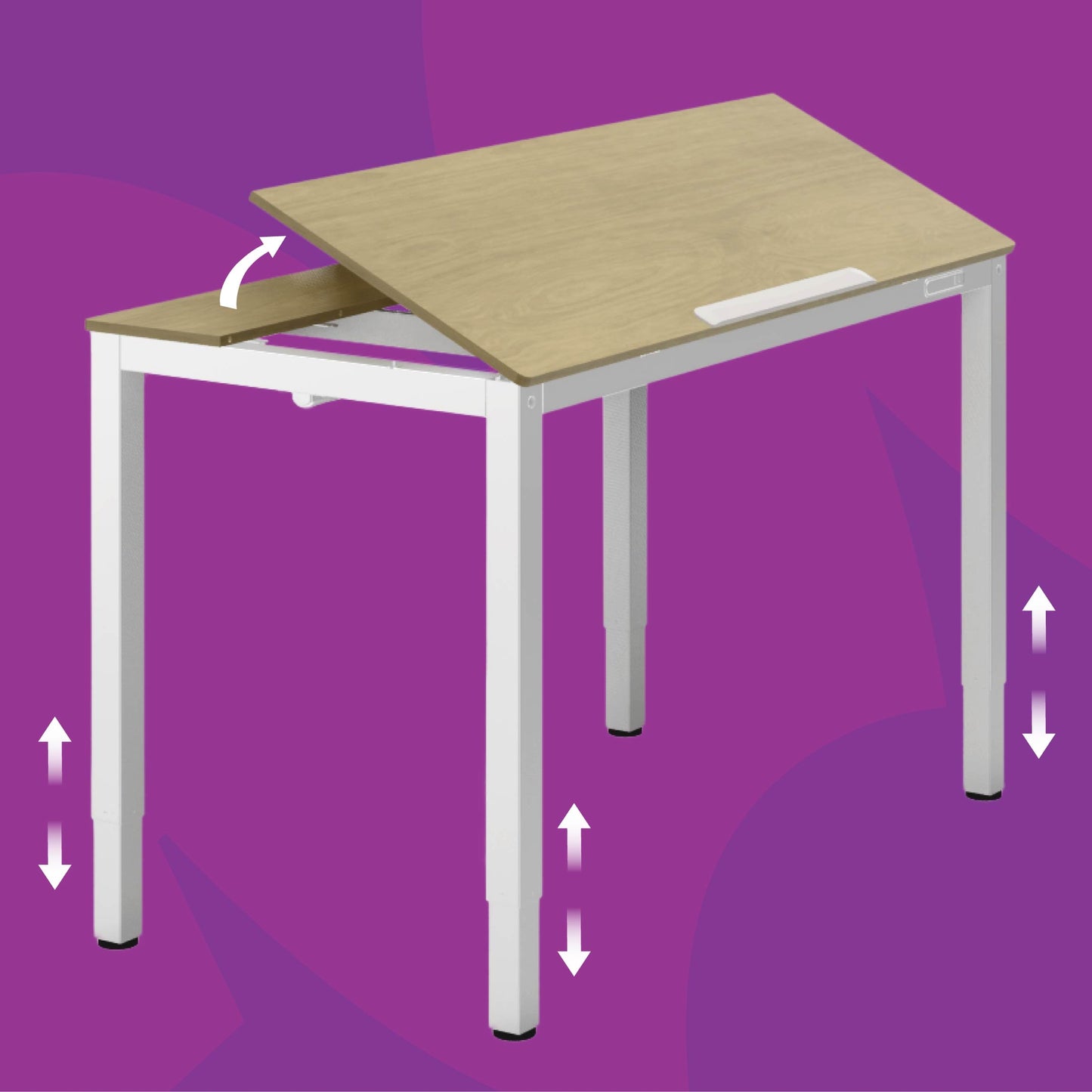 Elektrinis reguliuojamo aukščio rašomasis stalas 140x70 PIEŠIMUI Spacetronik PAKELIAMAS stalviršis