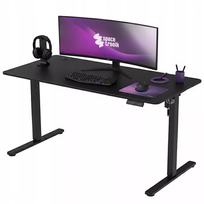 Elektrinis reguliuojamas stalas 160x80cm 80KG LED panelė Spacetronik juodas