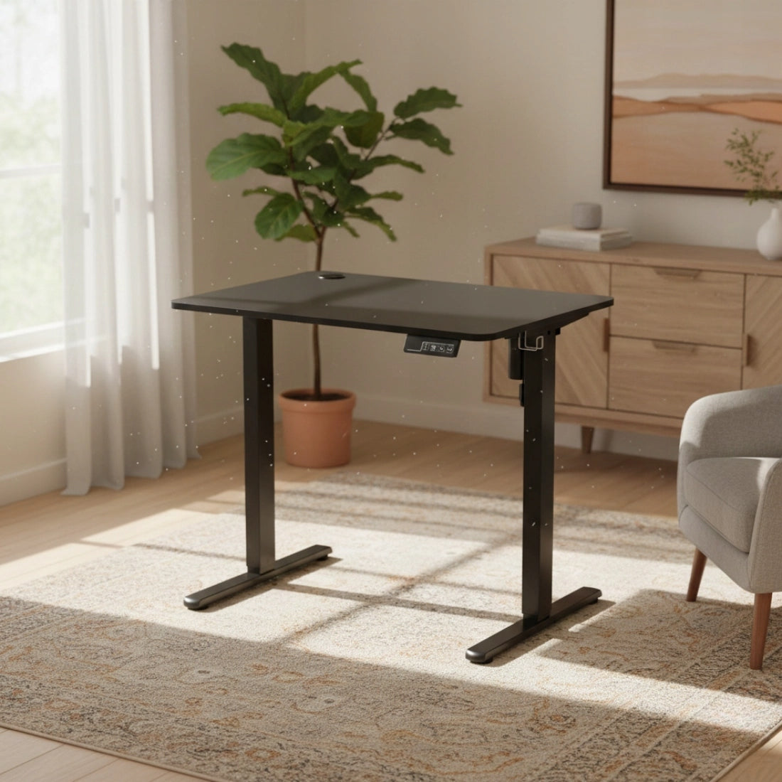 Elektrinis stalas su reguliuojamu aukščiu 80x60 Spacetronik su atmintimi, juodas