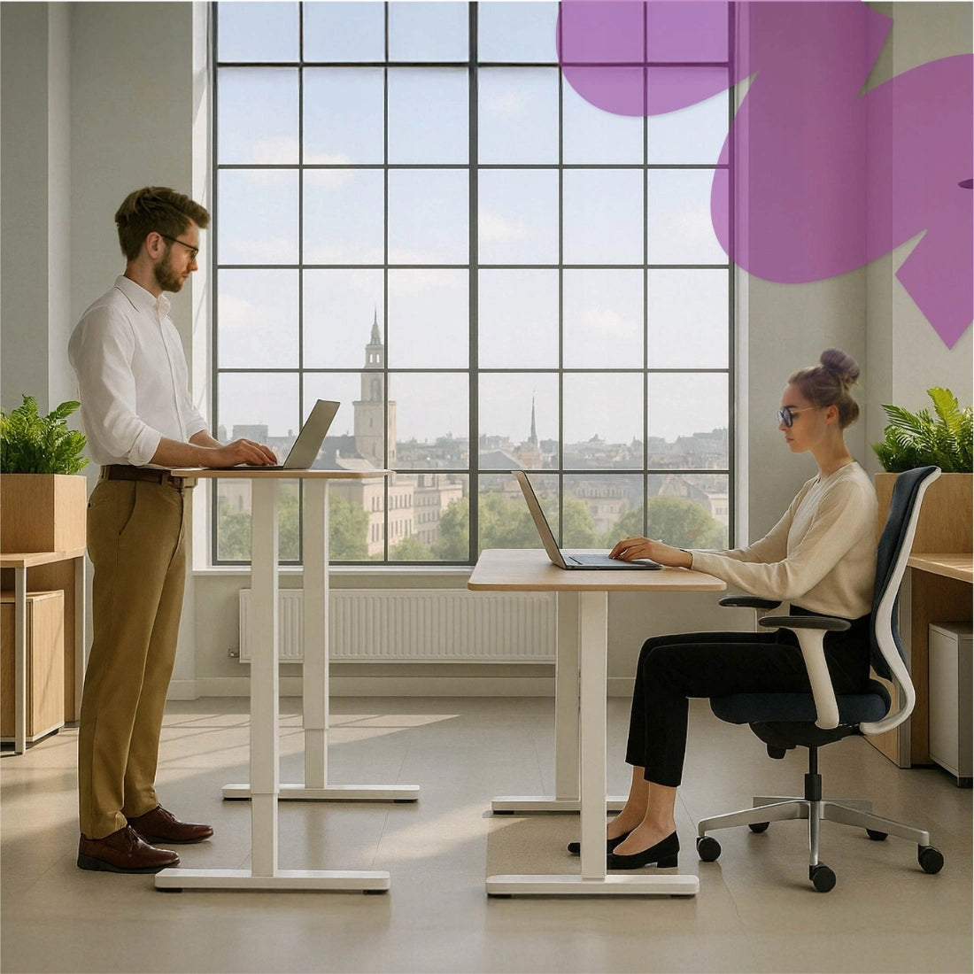 Elektrinis reguliuojamo aukščio stalas 80x60cm Atmintis Spacetronik loftas, kaimiškas