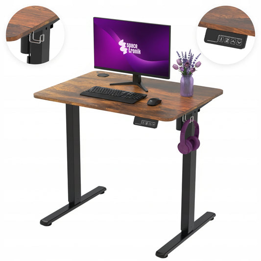 Elektrinis reguliuojamo aukščio stalas 80x60cm Atmintis Spacetronik loftas, kaimiškas