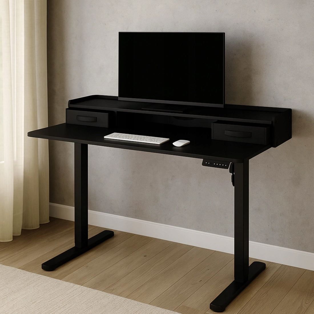 Elektrinis Stalas su Stalčiais 120x60 2xUSB LED Spacetronik Didelis juodas