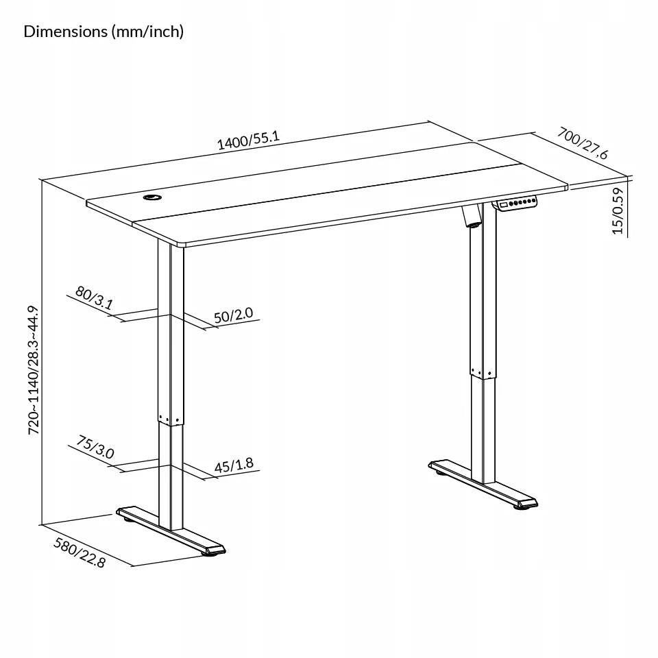 Elektrinis reguliuojamas stalas Spacetronik Moris 120BR 140x70 Ergonomiškas