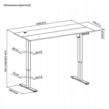Elektrinis reguliuojamas stalas Spacetronik Moris 120BR 140x70 Ergonomiškas