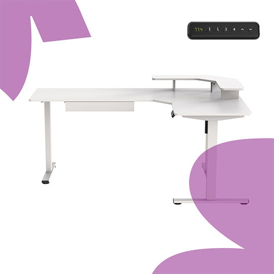 Kampinė žaidimų stalas 180×120×60 cm elektrinis reguliuojamas kompiuterinis