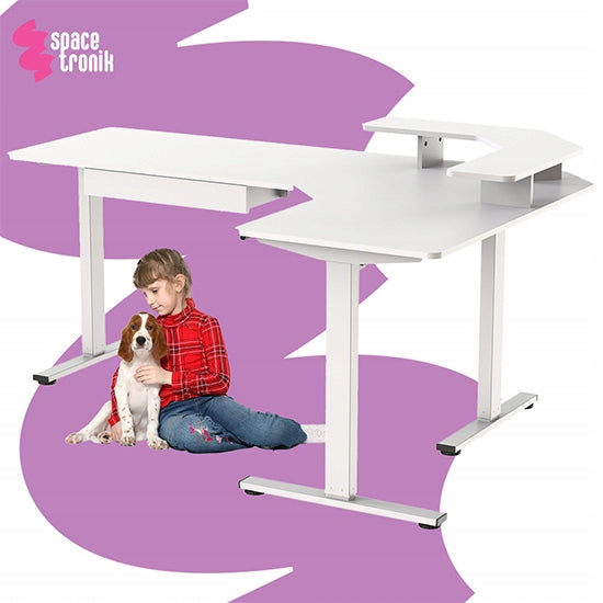 Kampinė žaidimų stalas 180×120×60 cm elektrinis reguliuojamas kompiuterinis