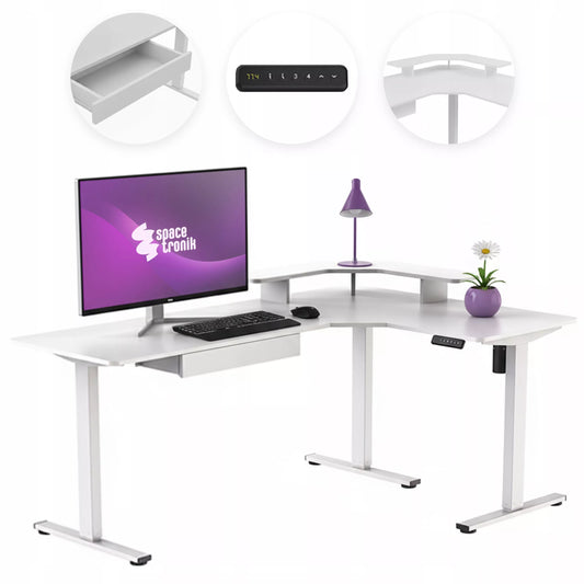 Kampinė žaidimų stalas 180×120×60 cm elektrinis reguliuojamas kompiuterinis