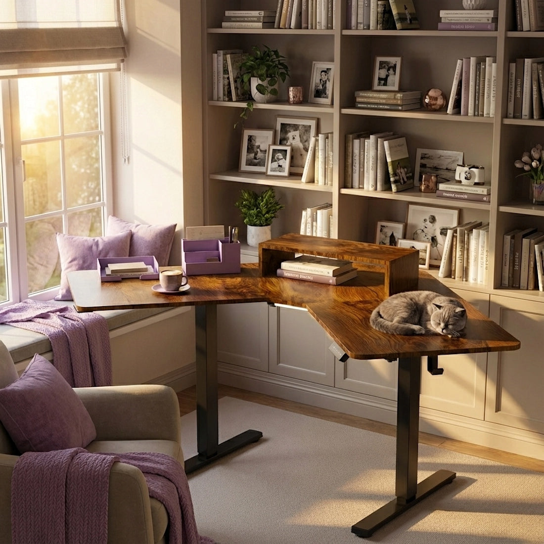 Kampinis elektrinis stalas 120x60 REGULIUOJAMAS USB prievadai Spacetronik loft