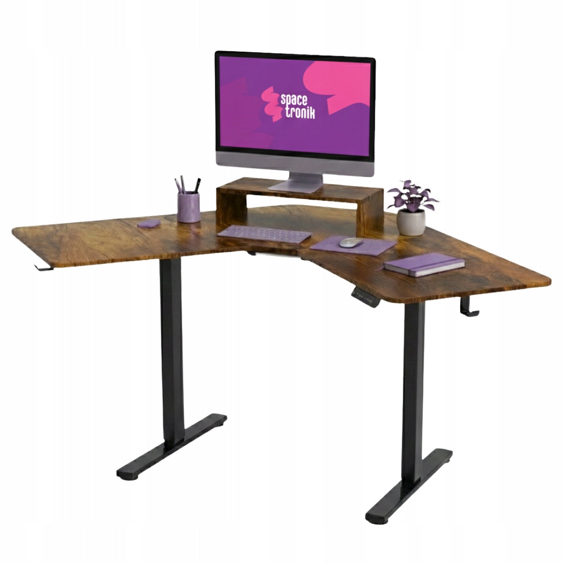 Kampinis elektrinis stalas 120x60 REGULIUOJAMAS USB prievadai Spacetronik loft