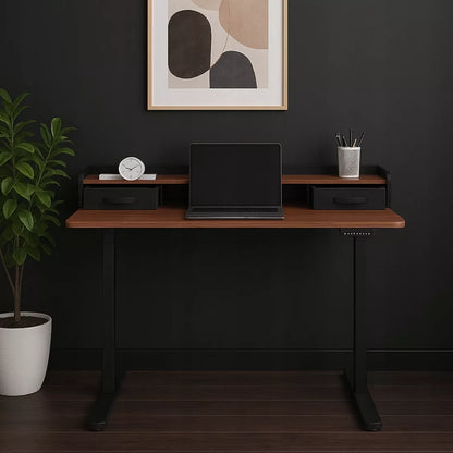 Elektrinis reguliuojamas stalas 120x60 su viršutine dalimi, LED skydeliu ir USB Spacetronik
