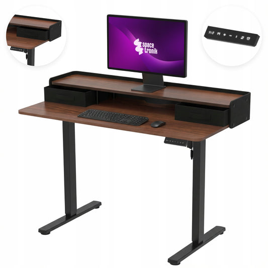 Elektrinis reguliuojamas stalas 120x60 su viršutine dalimi, LED skydeliu ir USB Spacetronik