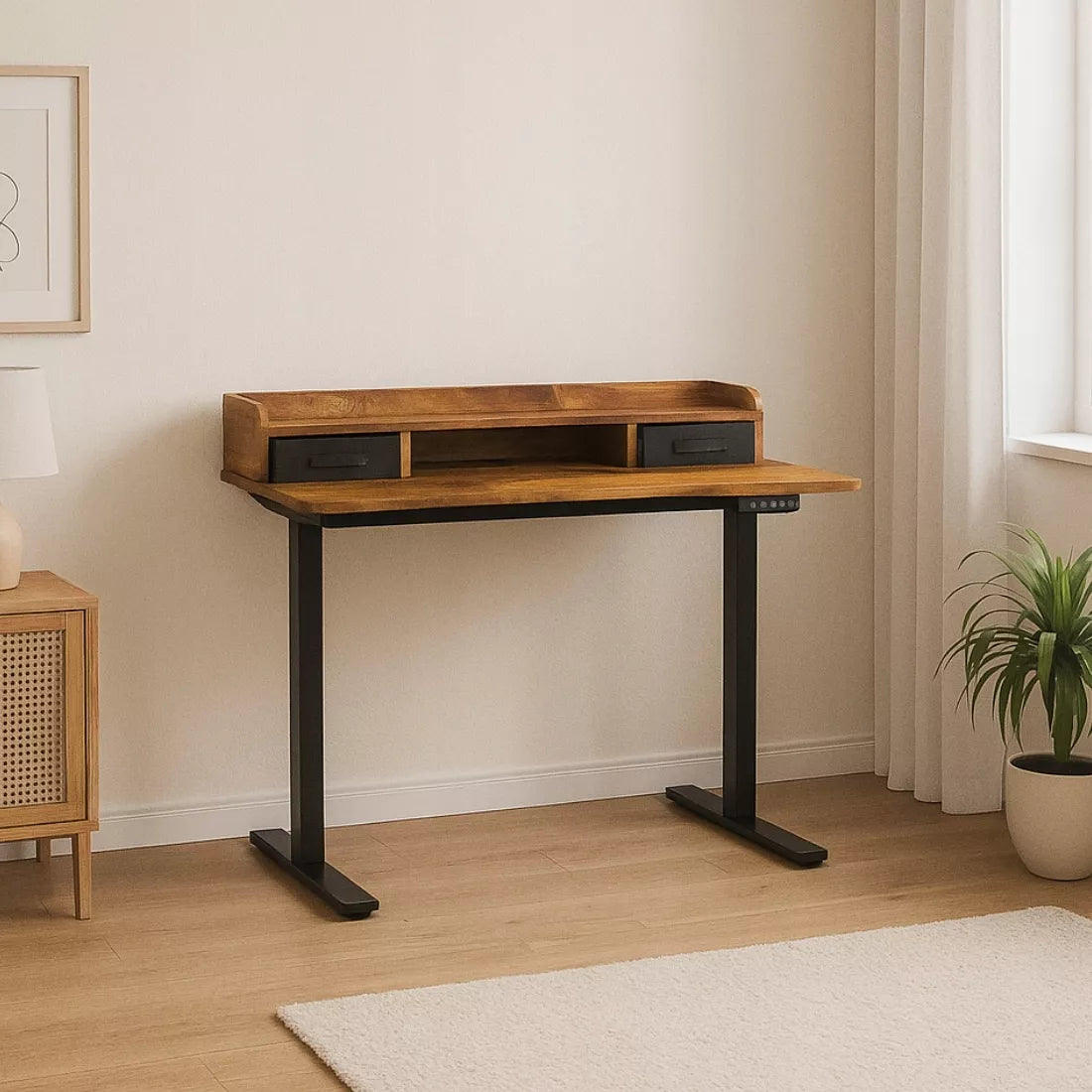 Elektrinis reguliuojamo aukščio stalas 120x60 USB Spacetronik loft rusty ąžuolas