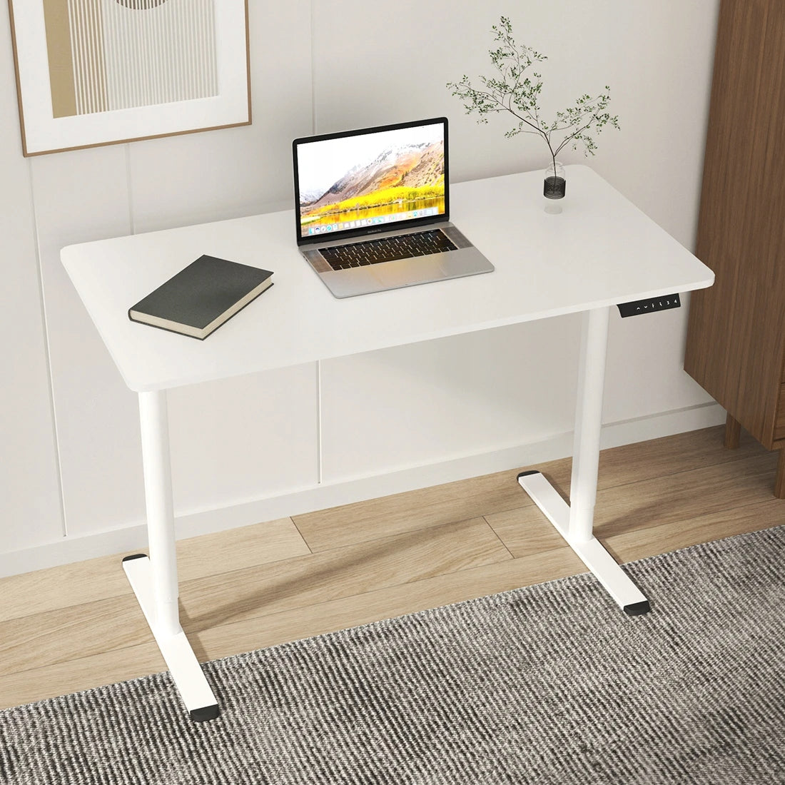 Elektrinis rašomasis stalas 120x60 iki 50 kg Spacetronik REGULACIJA pakeliamas pilkas