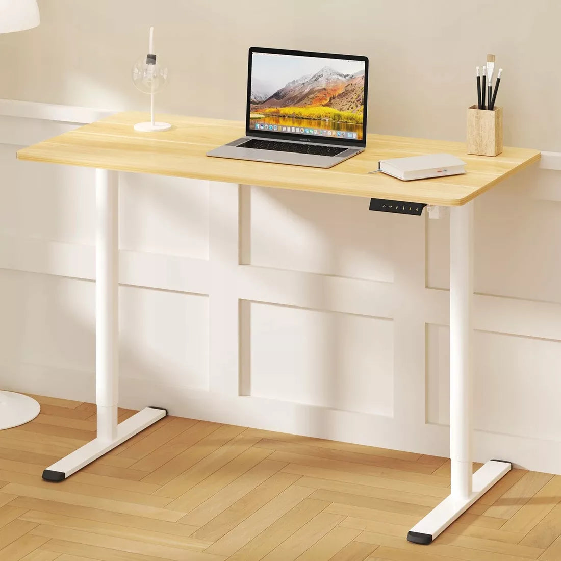 Elektrinis rašomasis stalas 120x60 iki 50 kg Spacetronik REGULACIJA pakeliamas pilkas