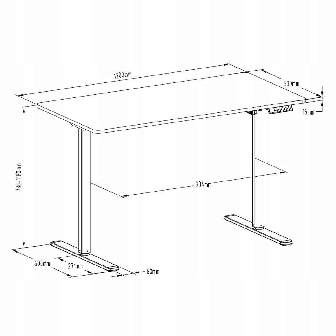 Elektrinis rašomasis stalas 120x60 iki 50 kg Spacetronik REGULACIJA pakeliamas pilkas