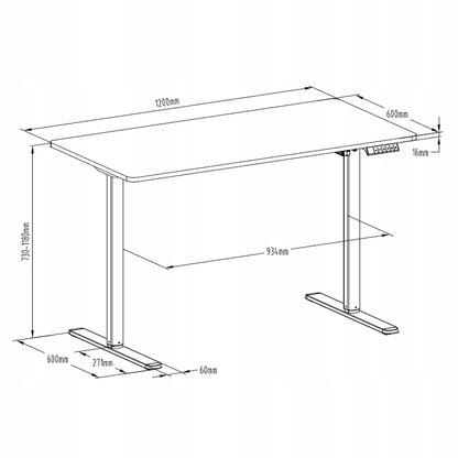 Elektrinis rašomasis stalas 120x60 iki 50 kg Spacetronik REGULACIJA pakeliamas pilkas