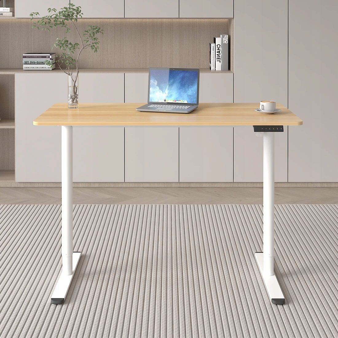 Elektrinis rašomasis stalas 120x60 iki 50 kg Spacetronik REGULACIJA pakeliamas pilkas