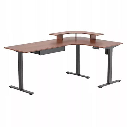 Kampas kompiuterio stalas su stalčiumi DIDELIS 180×120×60cm kairysis dešinysis juodas