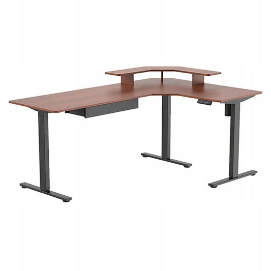 Kampas kompiuterio stalas su stalčiumi DIDELIS 180×120×60cm kairysis dešinysis juodas