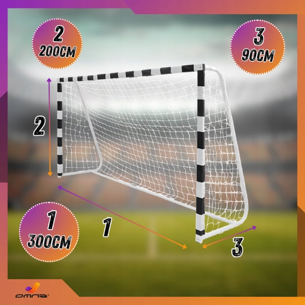 Nešiojami futbolo vartai vaikams 300x200, dideli, metaliniai, tvirti, 3x2m