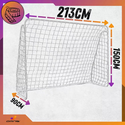 Nešiojami dideli sulankstomi metaliniai futbolo vartai vaikams 213 x 150 cm