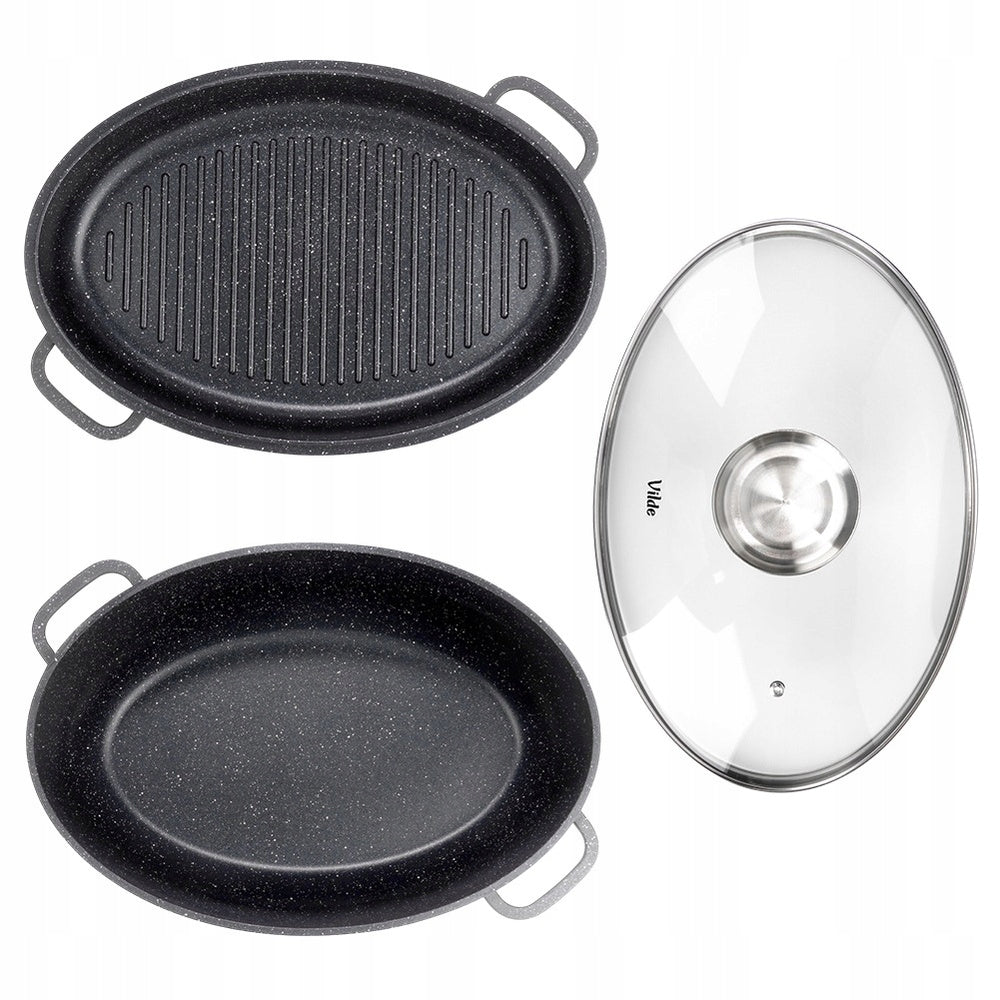 Granitinė kepimo forma (troškintuvė), puodas, keptuvė 3in1, skirta kepti orkaitėje