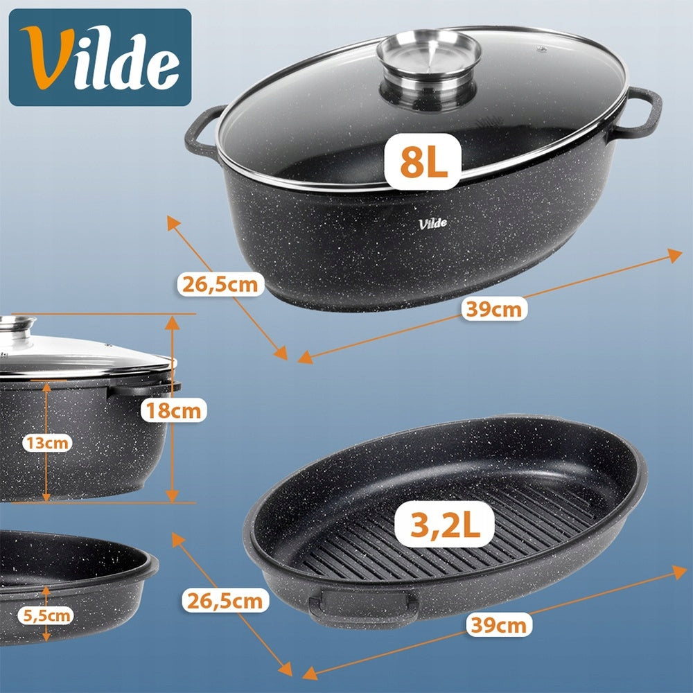 Granitinė kepimo forma (troškintuvė), puodas, keptuvė 3in1, skirta kepti orkaitėje