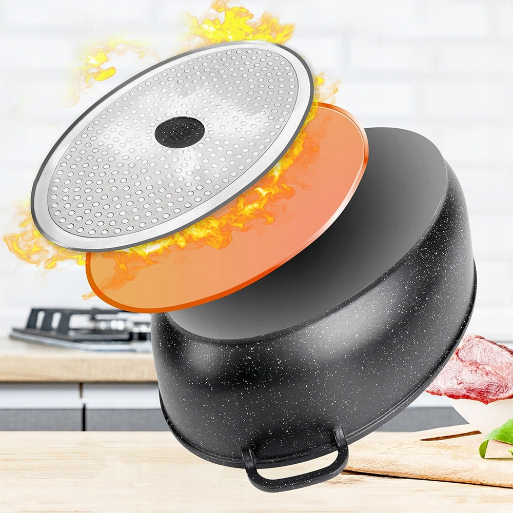 Granitinė kepimo forma (troškintuvė), puodas, keptuvė 3in1, skirta kepti orkaitėje