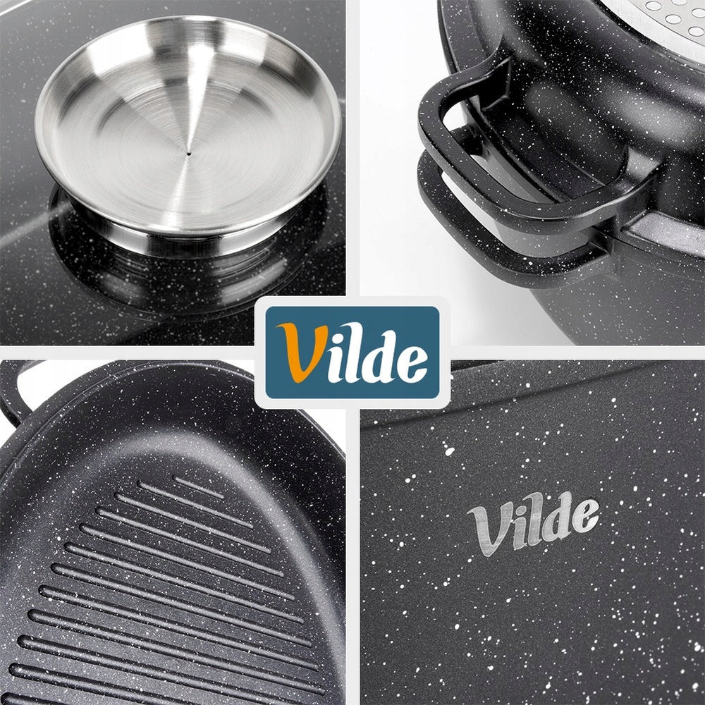 Granitinė kepimo forma (troškintuvė), puodas, keptuvė 3in1, skirta kepti orkaitėje