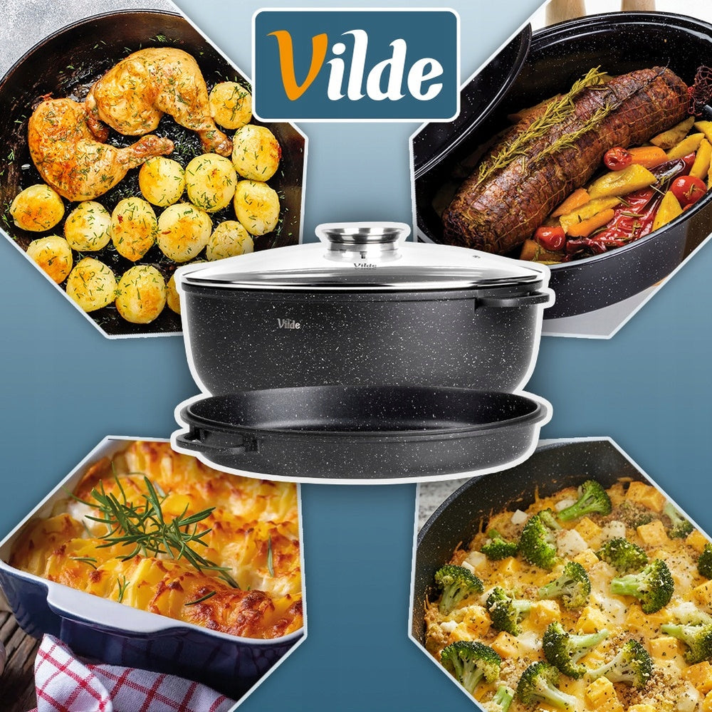 Granitinė kepimo forma (troškintuvė), puodas, keptuvė 3in1, skirta kepti orkaitėje