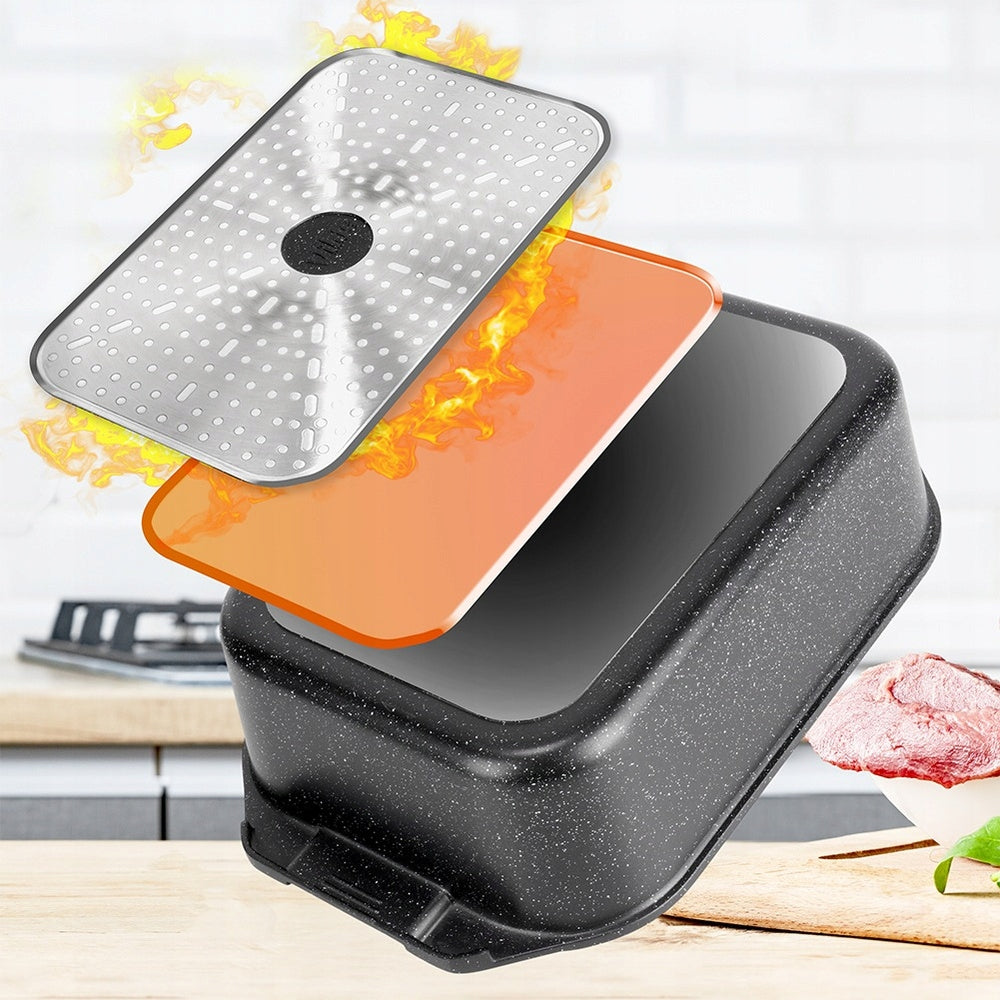 Granitinė keptuvė su dangčiu, puodas kepimui orkaitėje, 7,5L