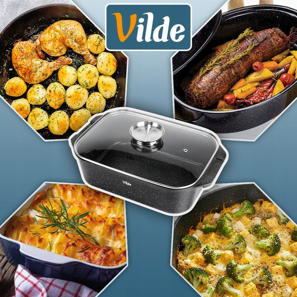 Granitinė keptuvė su dangčiu, puodas kepimui orkaitėje, 7,5L