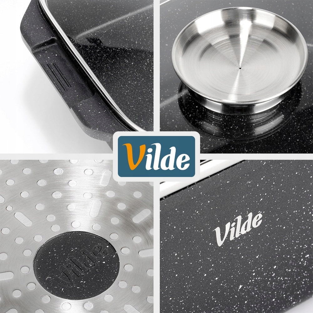 Granitinė keptuvė su dangčiu, puodas kepimui orkaitėje, 7,5L