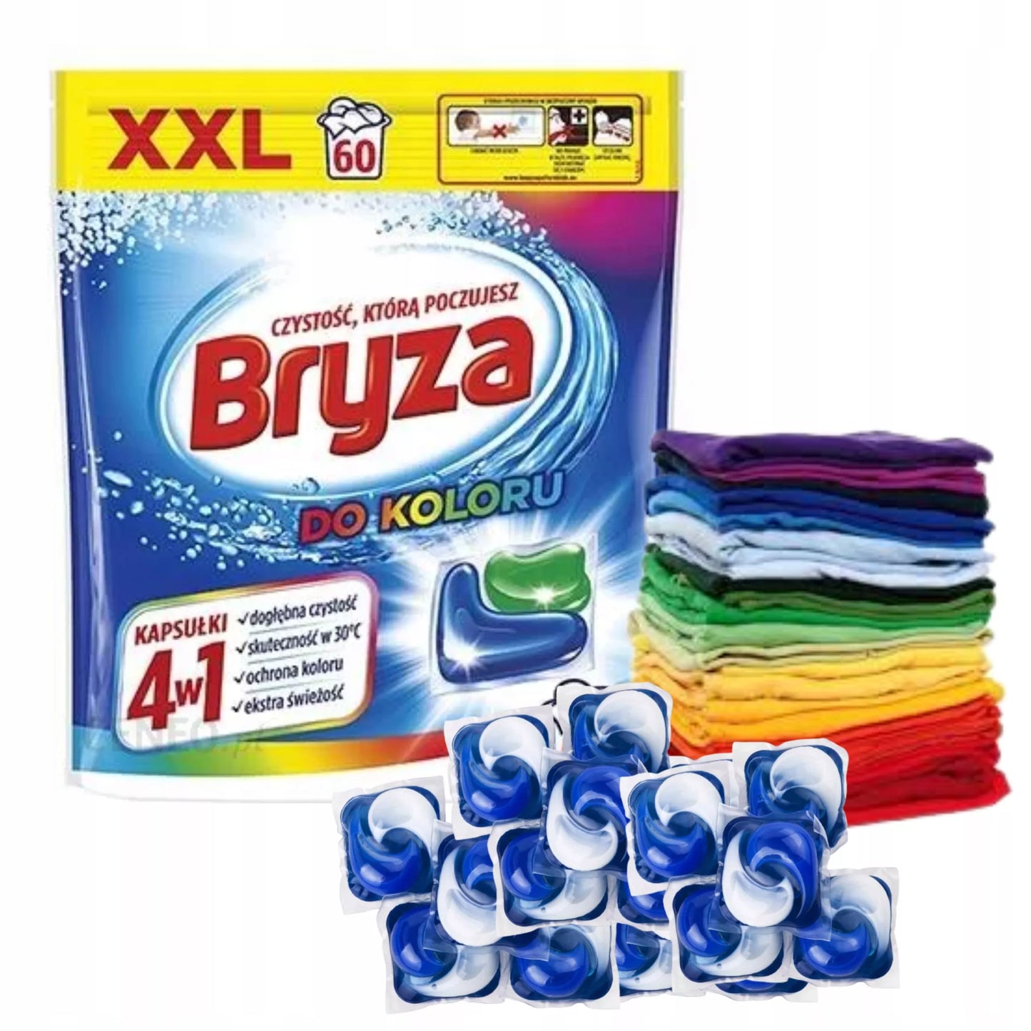 Bryza skalbimo kapsulės Spalva 4in1 Spalvoti audiniai 60 vnt. 60 skalavimų
