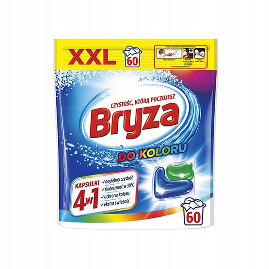 Bryza skalbimo kapsulės Spalva 4in1 Spalvoti audiniai 60 vnt. 60 skalavimų