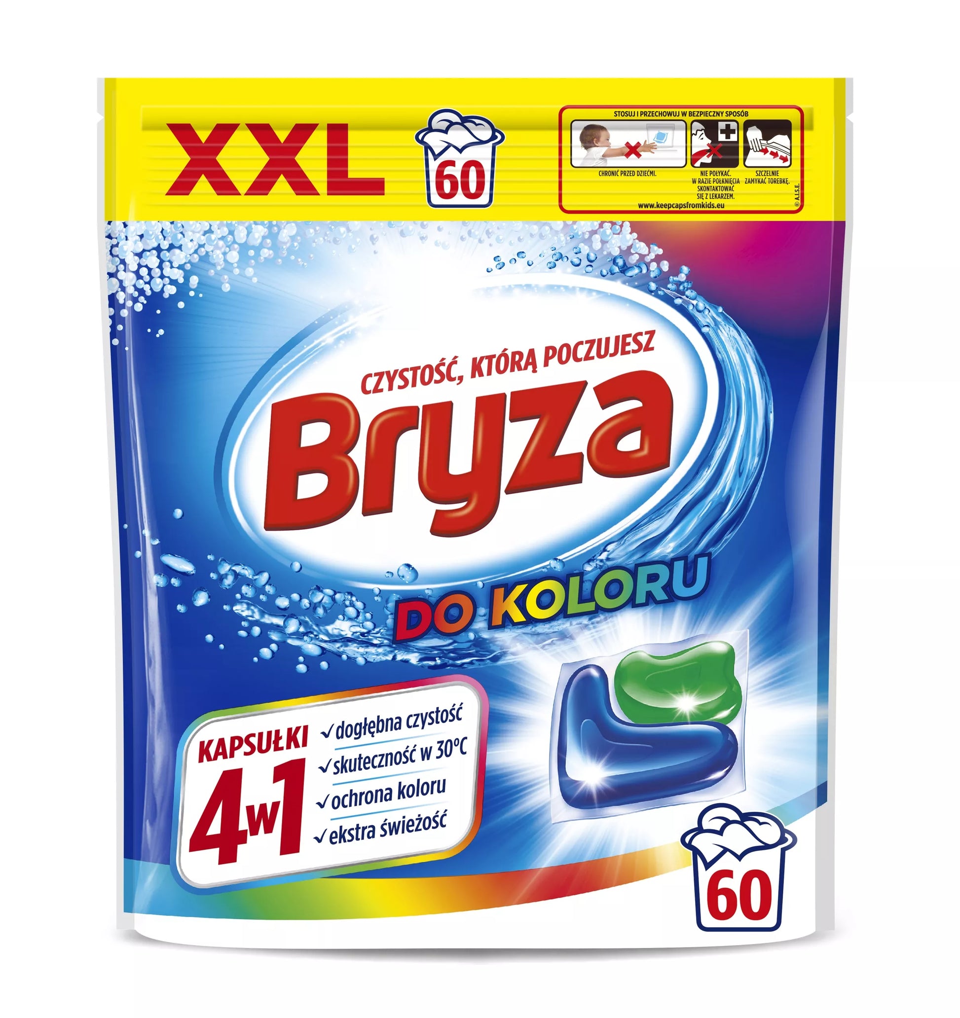 Bryza skalbimo kapsulės Spalva 4in1 Spalvoti audiniai 60 vnt. 60 skalavimų