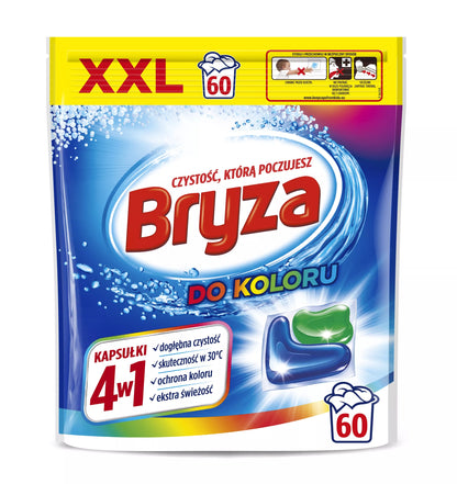 Bryza skalbimo kapsulės Spalva 4in1 Spalvoti audiniai 60 vnt. 60 skalavimų