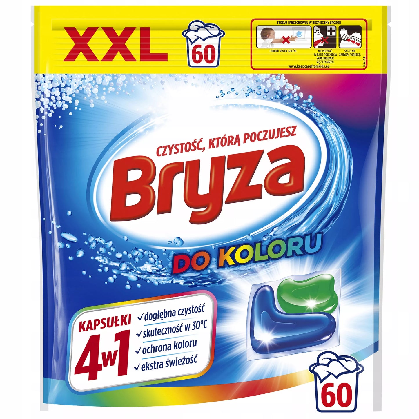 Bryza skalbimo kapsulės Spalva 4in1 Spalvoti audiniai 60 vnt. 60 skalavimų