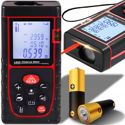 Lazerinis atstumo matuoklis skaitmeninis kampainis (inclinometras) matuoklis, gulsčiukas, atmintis 40m