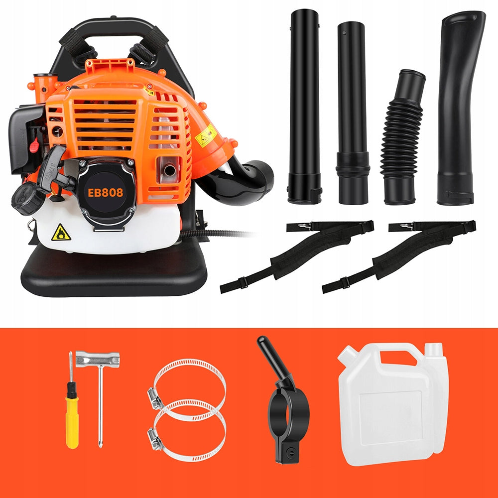 Benzininis lapų, sniego ir smėlio pūstuvas, didelis komplektas, galingas