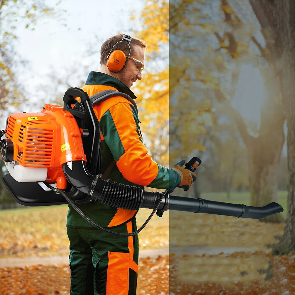 Benzininis lapų, sniego ir smėlio pūstuvas, didelis komplektas, galingas