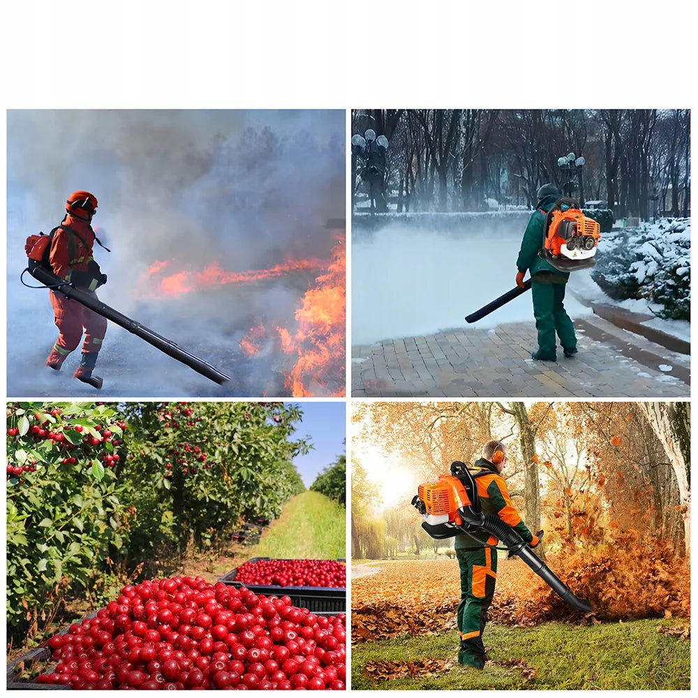 Benzininis lapų, sniego ir smėlio pūstuvas, didelis komplektas, galingas